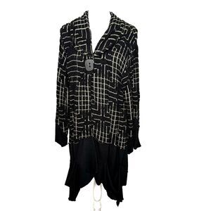 Transparente Black Tan Crinkle Jacket Sweater Cardigan Stretch Boho Knit Germany